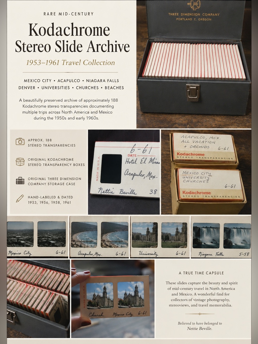 Rare Mid Century Kodachrome Travel Archive 1953-1961 Acapulco